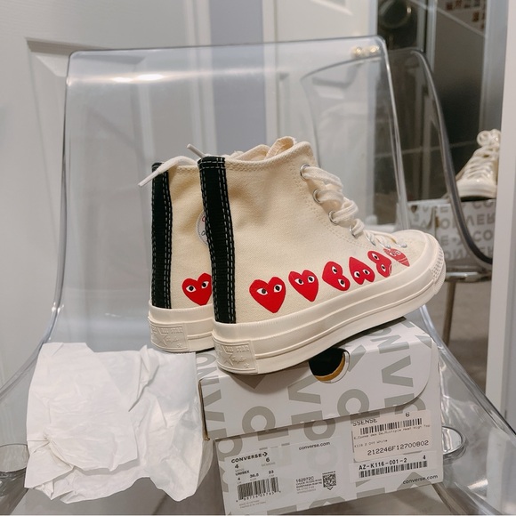 NWT ❤️ Converse Comme des Garcons PLAY Chuck Taylor All Star 70 High Multi Heart - Picture 7 of 12
